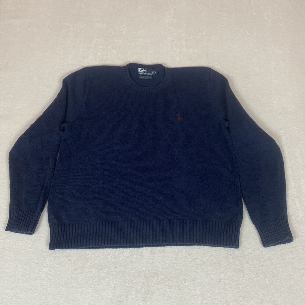 Polo Ralph Lauren Navy Blue Cotton Knit Crewneck Sweater